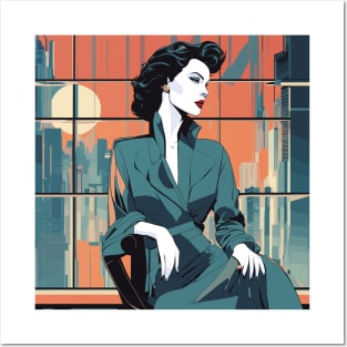 Serene Metropolis Art Deco 80s Patrick Nagel Posters and Art